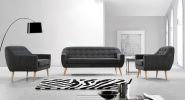 34" Grey Fabric  Foam  And Wood Sofa Set