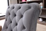 36" Grey Foam  Wood  And Velour Tufted Accent Chair