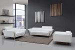 48" White Leather And Steel Sofa Set