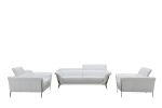 48" White Leather And Steel Sofa Set