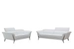 48" White Leather And Steel Sofa Set
