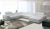 36" White Bonded Leather  Foam  And Steel Sectional Sofa