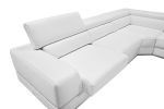 36" White Bonded Leather  Foam  And Steel Sectional Sofa