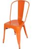 Set of Four Orange Metal Slat Back Dining Side Chairs
