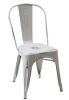 Set of Two White Metal Slat Back Dining Side Chairs