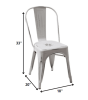 Set of Two White Metal Slat Back Dining Side Chairs