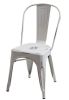 Set of Two White Metal Slat Back Dining Side Chairs