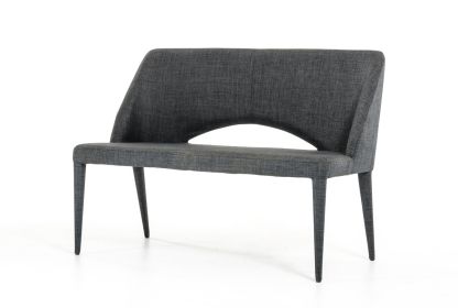 45" Gray Upholstered Linen Blend Bench