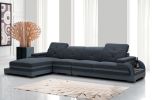 32" Bonded Leather  Fabric  And Wood Sectional Sofa