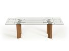 30" Glass  Wood  And Aluminum Extendable Dining Table