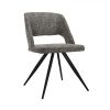 Set of Two Gray And Black Fabric Metal Dining Side Chairs