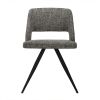 Set of Two Gray And Black Fabric Metal Dining Side Chairs