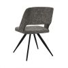Set of Two Gray And Black Fabric Metal Dining Side Chairs