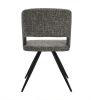 Set of Two Gray And Black Fabric Metal Dining Side Chairs