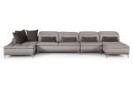 39" Grey Fabric  Foam  Wood  And Stainless Steel Sectional Sofa