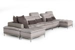 39" Grey Fabric  Foam  Wood  And Stainless Steel Sectional Sofa