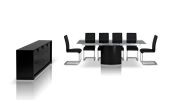 30" Mdf  Steel  And Glass Dining Table