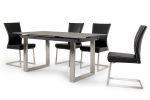 Set of Two Black And Silver Upholstered Dining Side Chairs