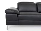 48" Black Eco Leather  Wood  Steel  And Foam Sectional Sofa