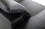 48" Black Eco Leather  Wood  Steel  And Foam Sectional Sofa