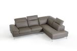 48" Grey Eco Leather  Wood  Steel  And Foam Sectional Sofa