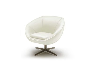 29" White Bonded Leather  Foam And Steel Accent Chair