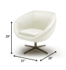 29" White Bonded Leather  Foam And Steel Accent Chair