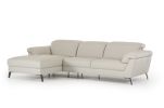 37" Light Grey Eco Leather  Foam  Steel  And Wood Sectional Sofa