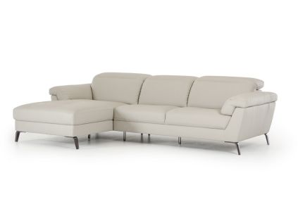 37" Light Grey Eco Leather  Foam  Steel  And Wood Sectional Sofa