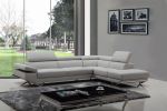 37" Light Grey Eco Leather  Foam  Wood  And Metal Sectional Sofa