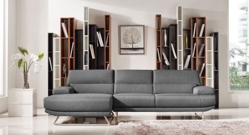 32" Grey Fabric  Foam  Wood  And Steel Sectional Sofa