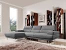 32" Grey Fabric  Foam  Wood  And Steel Sectional Sofa