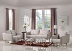 34" Beige Fabric  Foam  And Wood Sofa Set