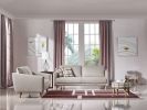 34" Beige Fabric  Foam  And Wood Sofa Set