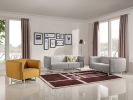 29" Grey And Yellow Fabric Foam  Metal  And Wood Sofa Set