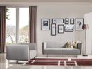 29" Grey And Yellow Fabric Foam  Metal  And Wood Sofa Set
