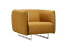 29" Grey And Yellow Fabric Foam  Metal  And Wood Sofa Set