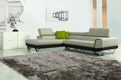 36" Fabric  Foam  Steel  And Wood Sectional Sofa