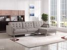 35" Brown Fabric  Foam  Wood  And Steel Sectional Sofa