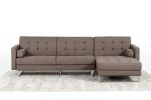 35" Brown Fabric  Foam  Wood  And Steel Sectional Sofa