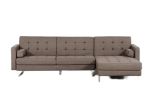 35" Brown Fabric  Foam  Wood  And Steel Sectional Sofa