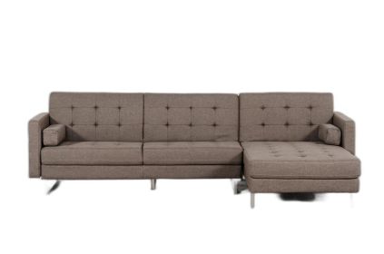 35" Brown Fabric  Foam  Wood  And Steel Sectional Sofa