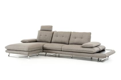 34" Grey Foam  Steel  Wood  And Veneer Sectional Sofa