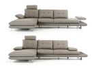 34" Grey Foam  Steel  Wood  And Veneer Sectional Sofa