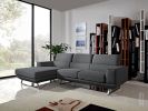 33" Dark Grey Fabric  Foam  Wood  And Steel Sectional Sofa