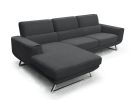 33" Dark Grey Fabric  Foam  Wood  And Steel Sectional Sofa