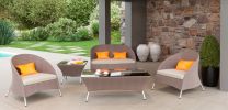31" Brown Mesh  Aluminum  And Glass Sofa Set