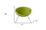 28" Green Leatherette And Metal Accent Chair
