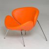 28" Orange Leatherette And Metal Accent Chair