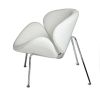 28" White Leatherette Accent Chair